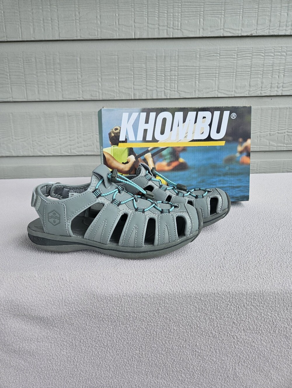 Khombu Ashley Women SZ 9 Grey Fisherman Sandal Hiking Water Resistant Outdoor